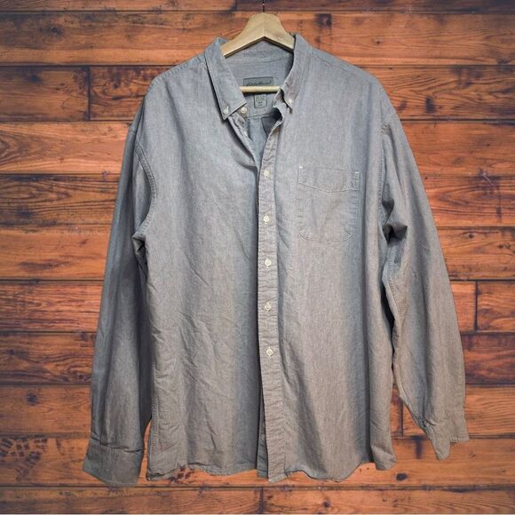 Eddie Bauer Blue Long Sleeve Button Front Shirt XXL - Picture 1 of 5
